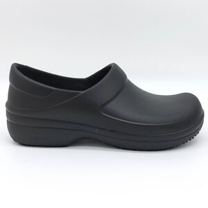 Crocs On the Clock Slip Resistant Clog Women's Sz 9 Black Slip On Dual Comfort